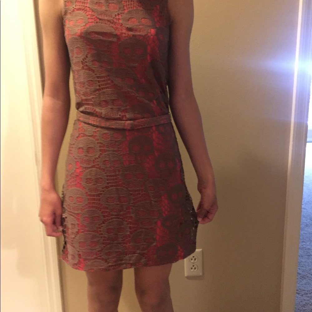 Lace dress  burnt orange liner brown lace on top